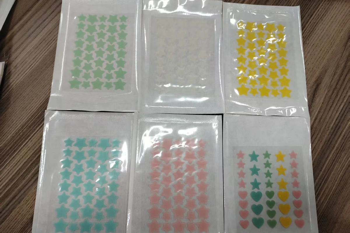Assorted pimple patches in different shapes and colors